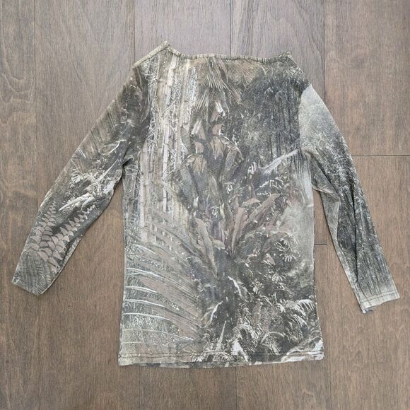 Promod Womens Shirt Top Summer Sheer Forest Lagenlook Camouflage Size S - Picture 7 of 7